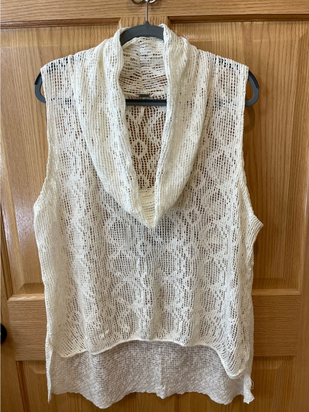 Free People Cream Open-Knit Sleeveless Tank